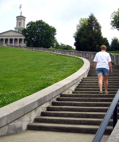 Climbing nearly 200 steps to the Capitol Building