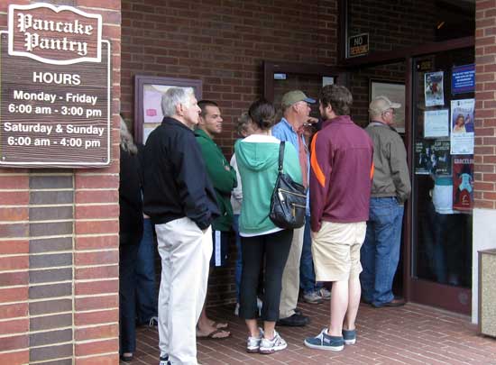 In line at the Pancake Pantry