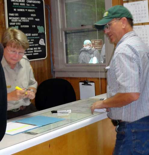 Checking in at the Smokemont Campground