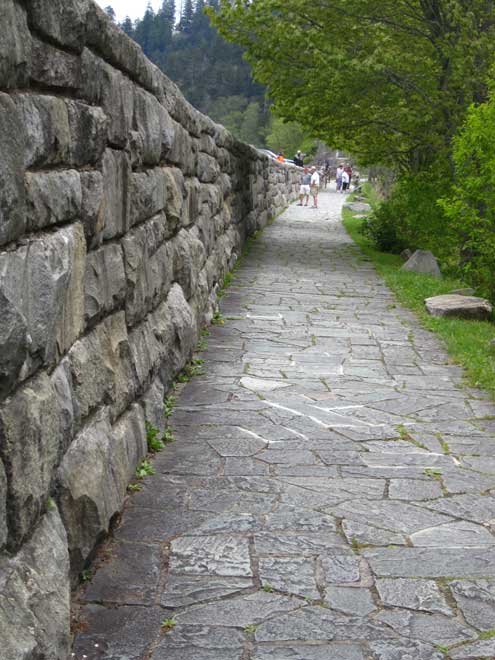 The walkway at Newfound Gap, highest pass in the Smoky Mountains