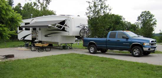 Our campsite at Taylorsville State Park near Taylorsville, KY