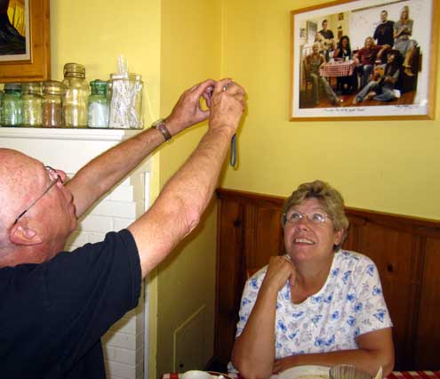 Ralph taking a photograph of the American Idol celebrities sitting at our table