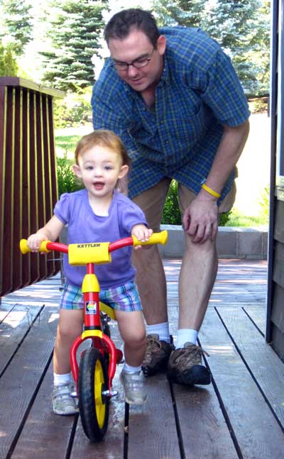 Chloe tries out her new bike