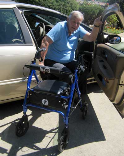 Dad getting out of the car