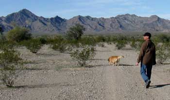 Dale and Morgan on a desert walk