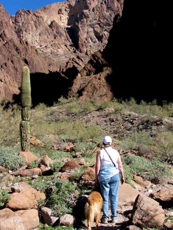 Gwen and Morgan hiking the Palm Canyon Trail