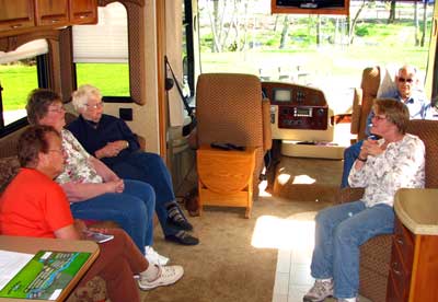 Visiting in Dick and Doris new motor home