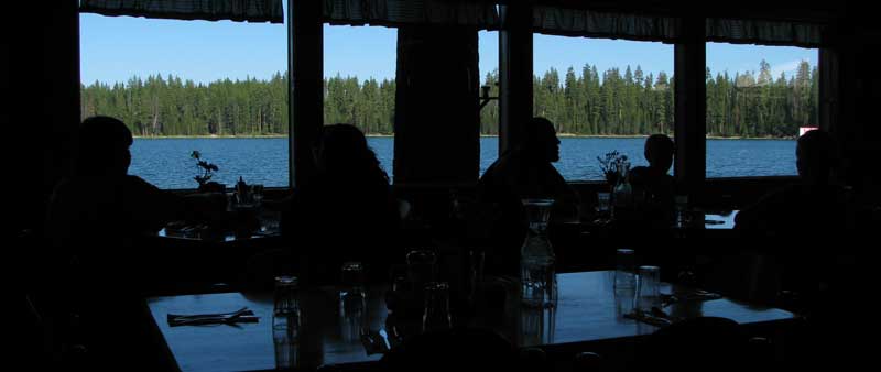 Twin Lakes view from inside the restaurant