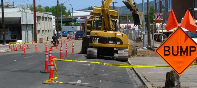 The street is torn up