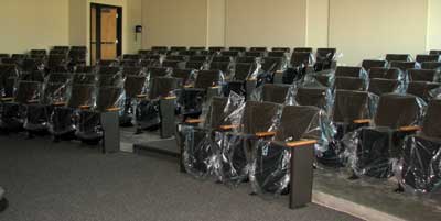 The presentation hall with seats installed