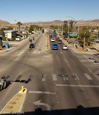 North toward the Lake Mead Recreation Area, behind: south to all casinos