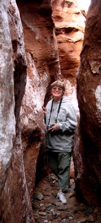 Hiking in a crevice