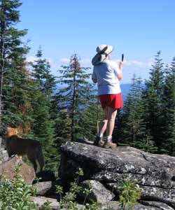 Checking for a cell signal on top of Old Baldy