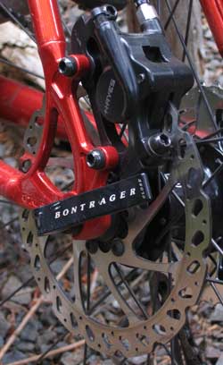 Hydrolic disc brakes on the Trek's rear wheel