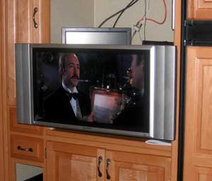 TV located in front of the workstation when the computer is not in use