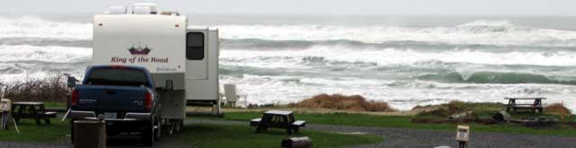 Parked within 30 feet of the ocean at Sea Perch RV Park