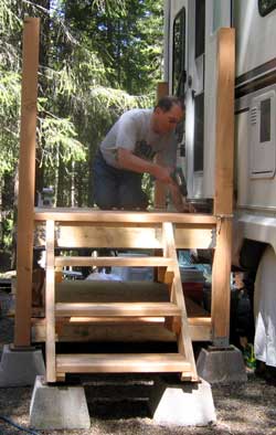 The cedar deck is installed