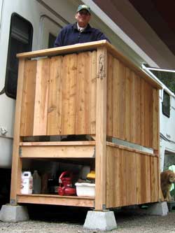 The rear of the deck shows the storage area