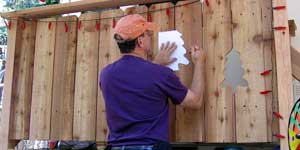 Trace the outline of a tree to the deck board