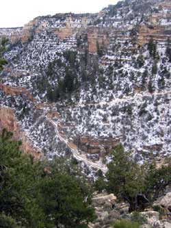 You can see the El Tovar Hotel at the top of the rim.