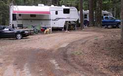 A small section of the camp road runs by our trailer.