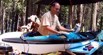 Cleaning the kayaks