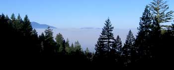 A cloud cover hovers over the valley floor