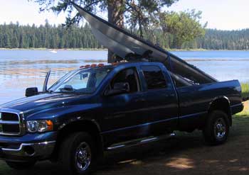 Hauling the kayaks five miles to Hyatt Lake