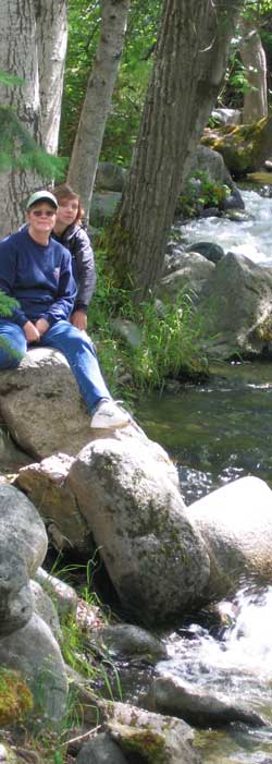 Mindy and Gwen enjoying Ashland  Creek in Ashland