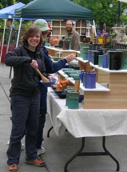 Mindy and Gwen exploring an outdoor market in Ashland