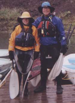 Dale and Mindy are ready for kayaking in winter weather