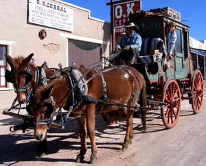 We take a 20 minute ride on a stage coach