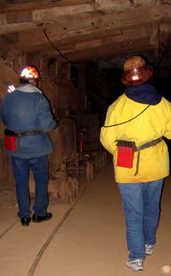 Gwen and Neto walk toward the ore cars, each car holds 1/4 ton