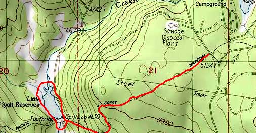Hiking south on the Pacific Crest Trail from Hyatt Lake, around Little Hyatt Reservoir and return