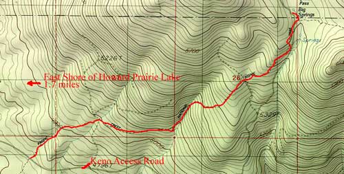 Keno Access road to Big Springs, 6 miles round trip