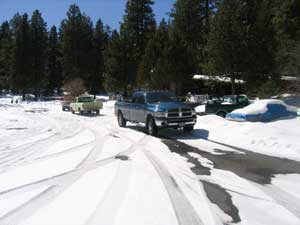 snowy parking lot