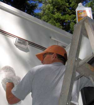 Cleaning the trailer