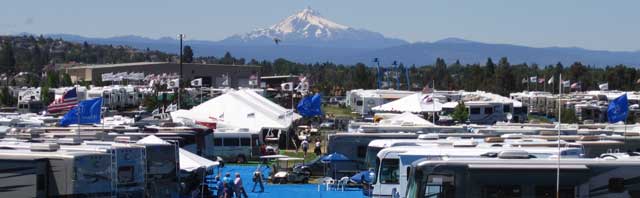 Mt. Hood over the many display RV's