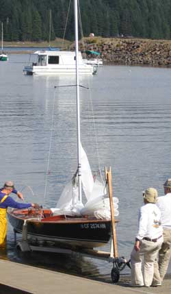 Hand towing the boat from the water