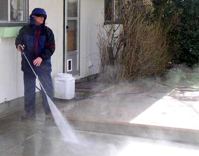 Pressure wash the patio