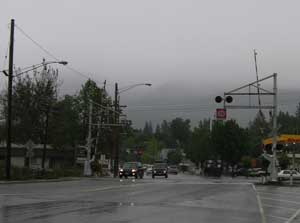 Mt. Shasta City on a stormy day