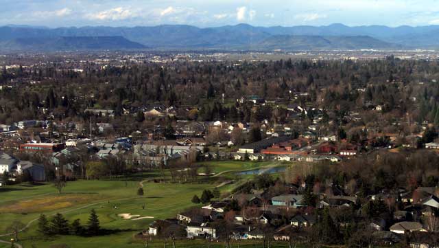 Medford with Tablerock Mountains in the distance.