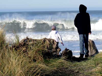 Dustin and Courtney take a morning hike on the beach