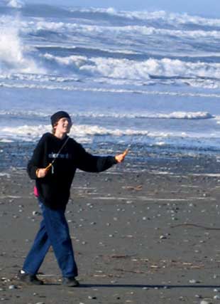 Dustin flying a two line stunt kite