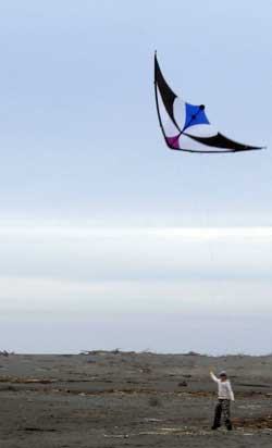 Courtney getting some kite flying in lite air