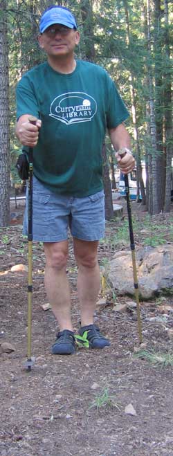 Trekking Poles, they look like ski poles for dry land