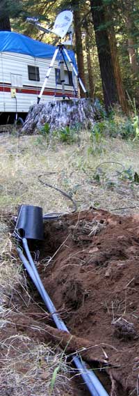 Trench ends 15 feet from the dish