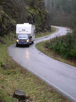 The road to camp was narrow but paved.