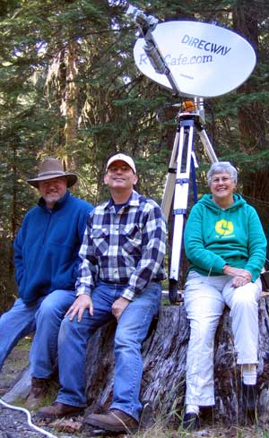 Glenn, Sheila and I pose in front of a successful dish installation