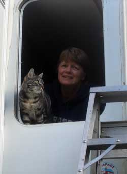 Annie and Gwen help with the window reseal